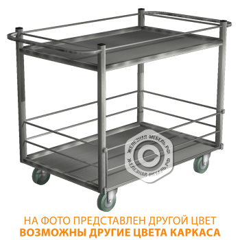 Тележка для развоза пищи ТР-1 полки нержавеющая сталь (каркас белый)