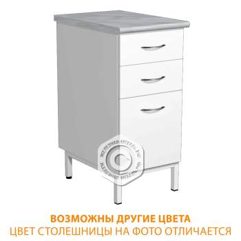 Тумба стационарная ТС-3 (400х600х750) (постформинг серый, ЛДСП белый, каркас белый)