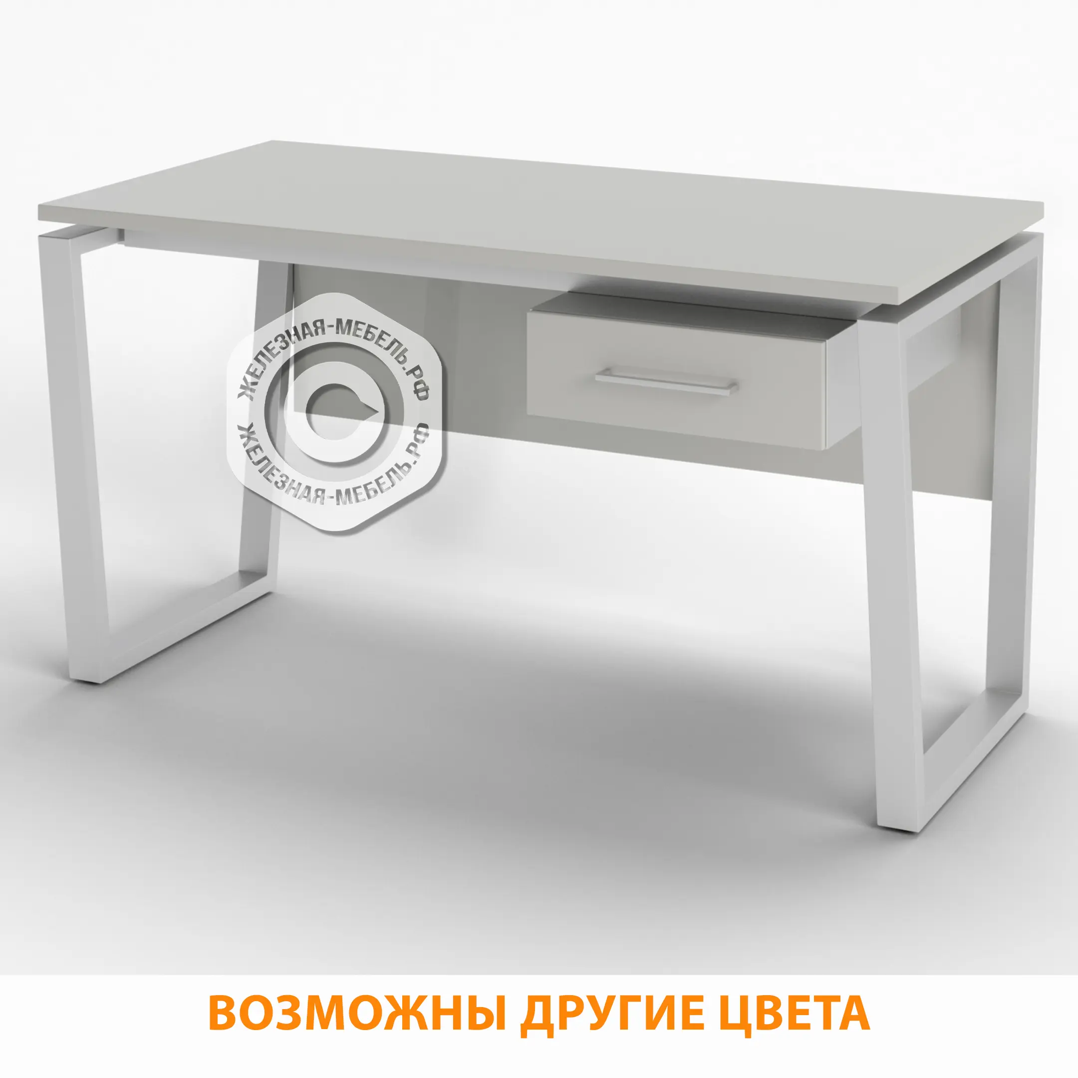 Стол рабочий 1 ящик СрТ-21 (тип 3) (1400х600х750) (столешница ЛДСП серый, каркас серый)