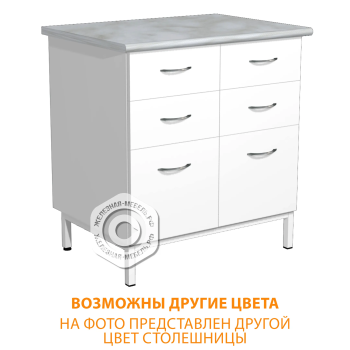 Стол-тумба СЛ-111/2.3 &laquo;Стандарт&raquo; (корпус ЛДСП белый, столешница постформинг серый, каркас белый)