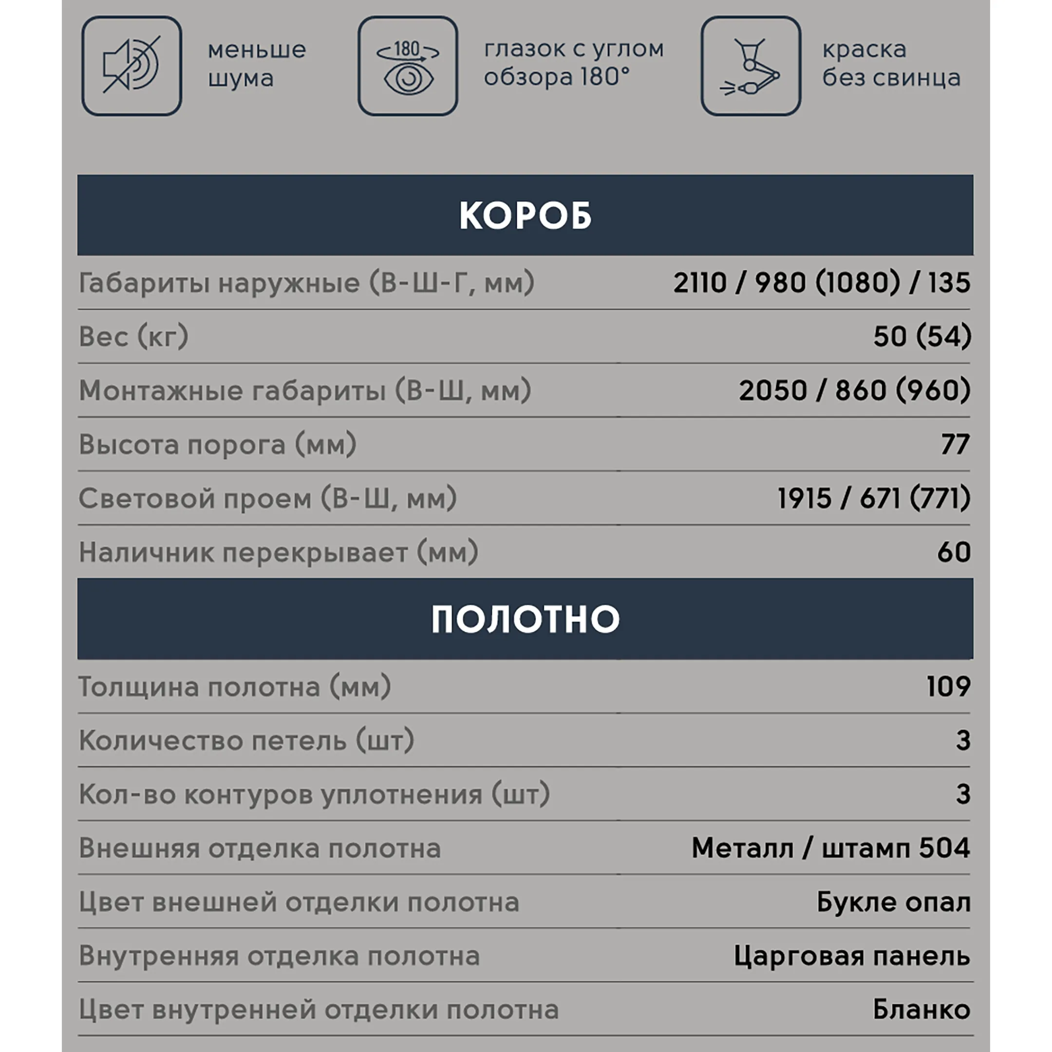Дверь Атлант-2050/960 504 5С Бланко Опал