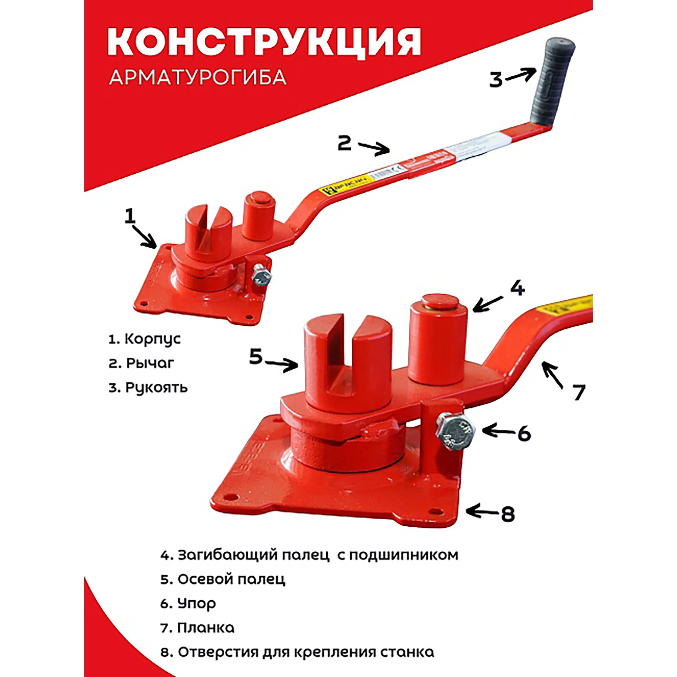 Ручной станок для гибки арматуры 10Е