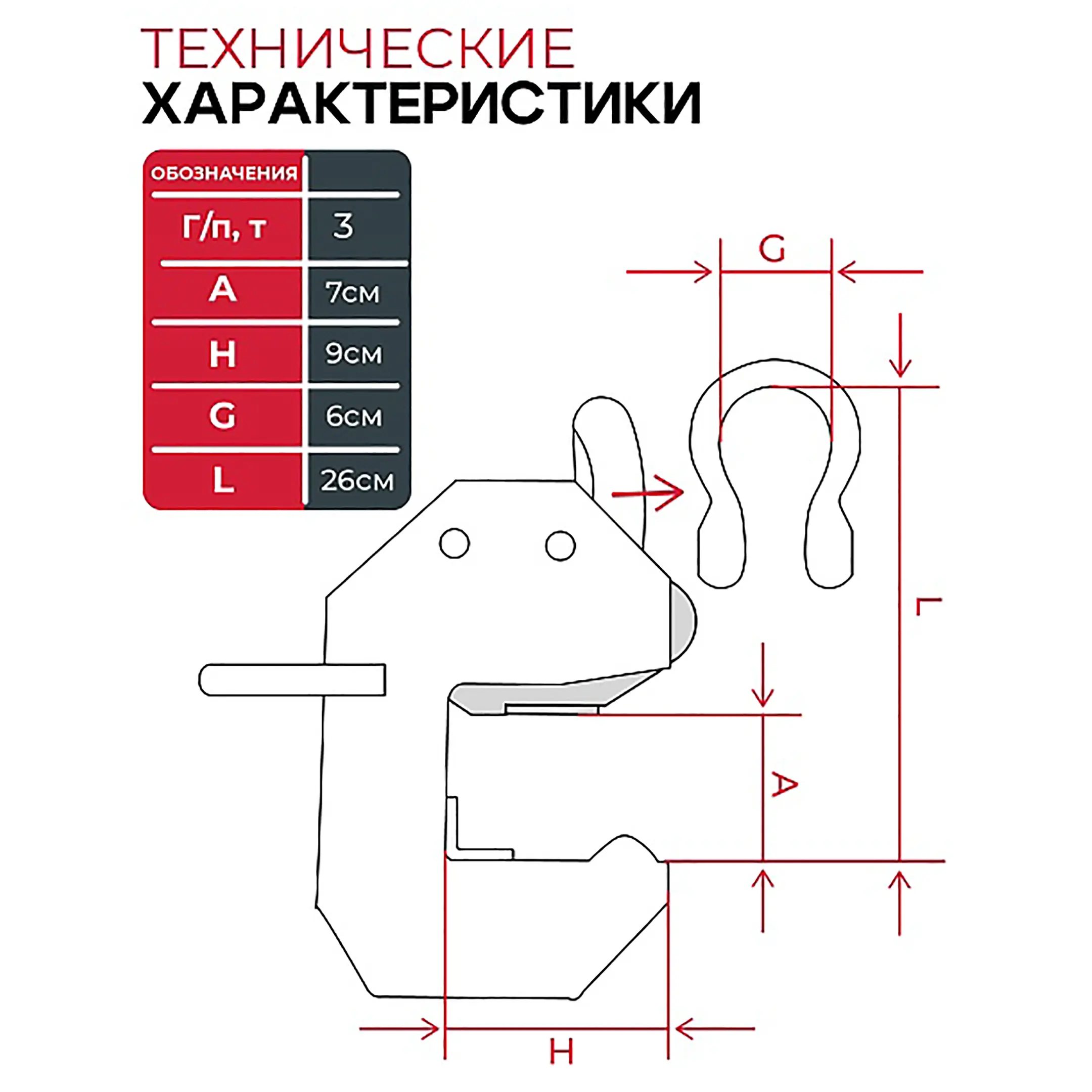 Захват монтажный широкий оцинкованный 3,0 тонны, упаковка 2 шт