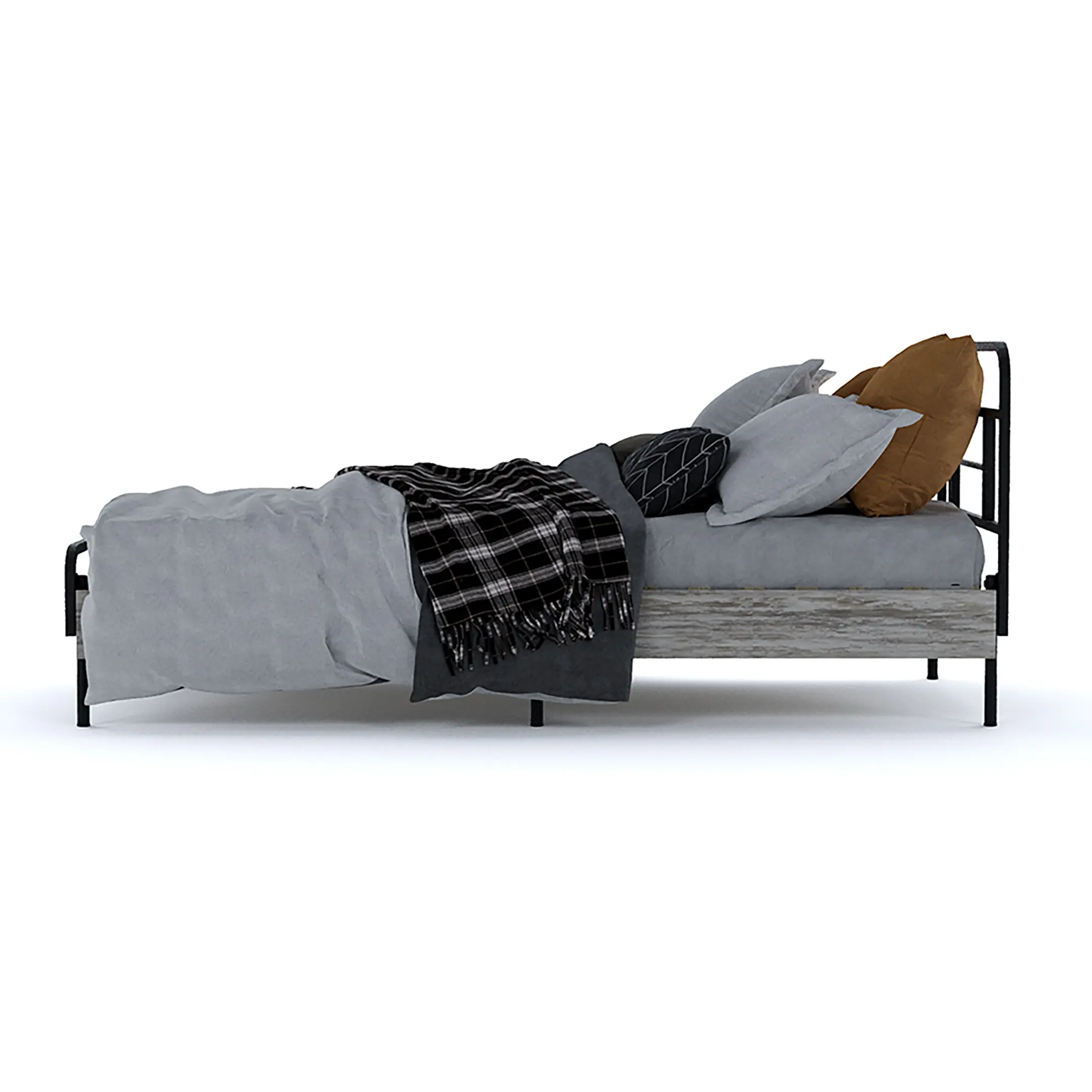 Каркас кровати MEZA PLUS (840х900х2000) каркас чёрный, боковины ЛДСП патина