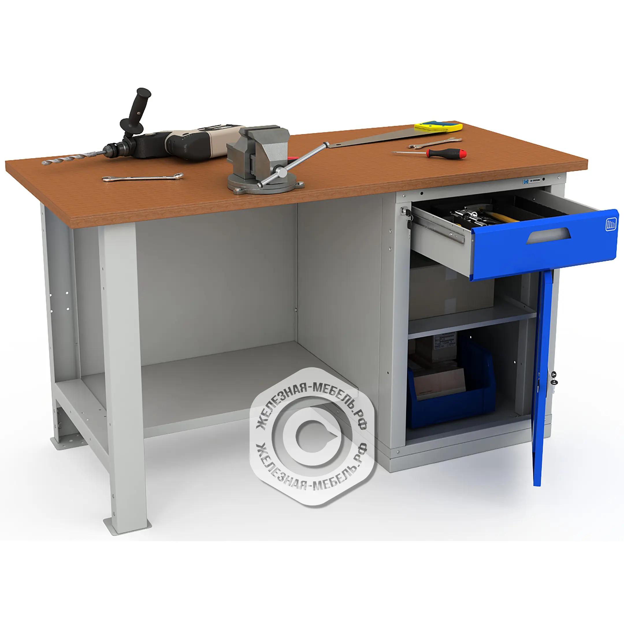 Верстак однотумбовый WOKER PRO 1002.1500