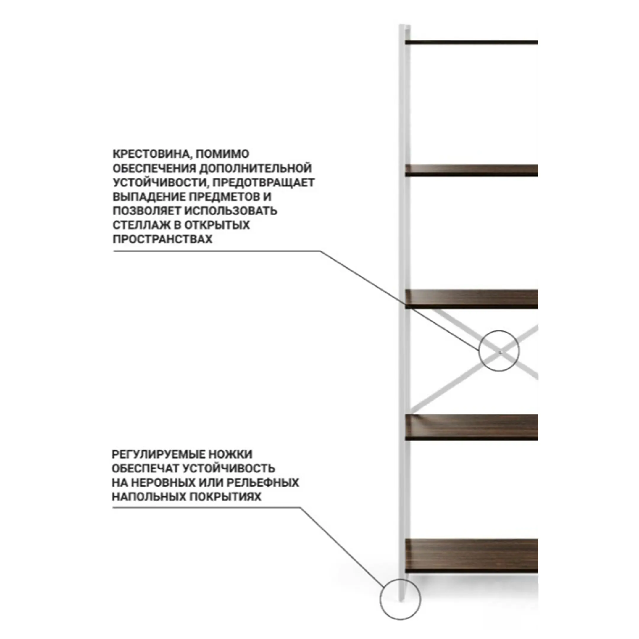 Стеллаж GUTTA 1960х690х340 (5 полок) каркас чёрный, настил чёрный