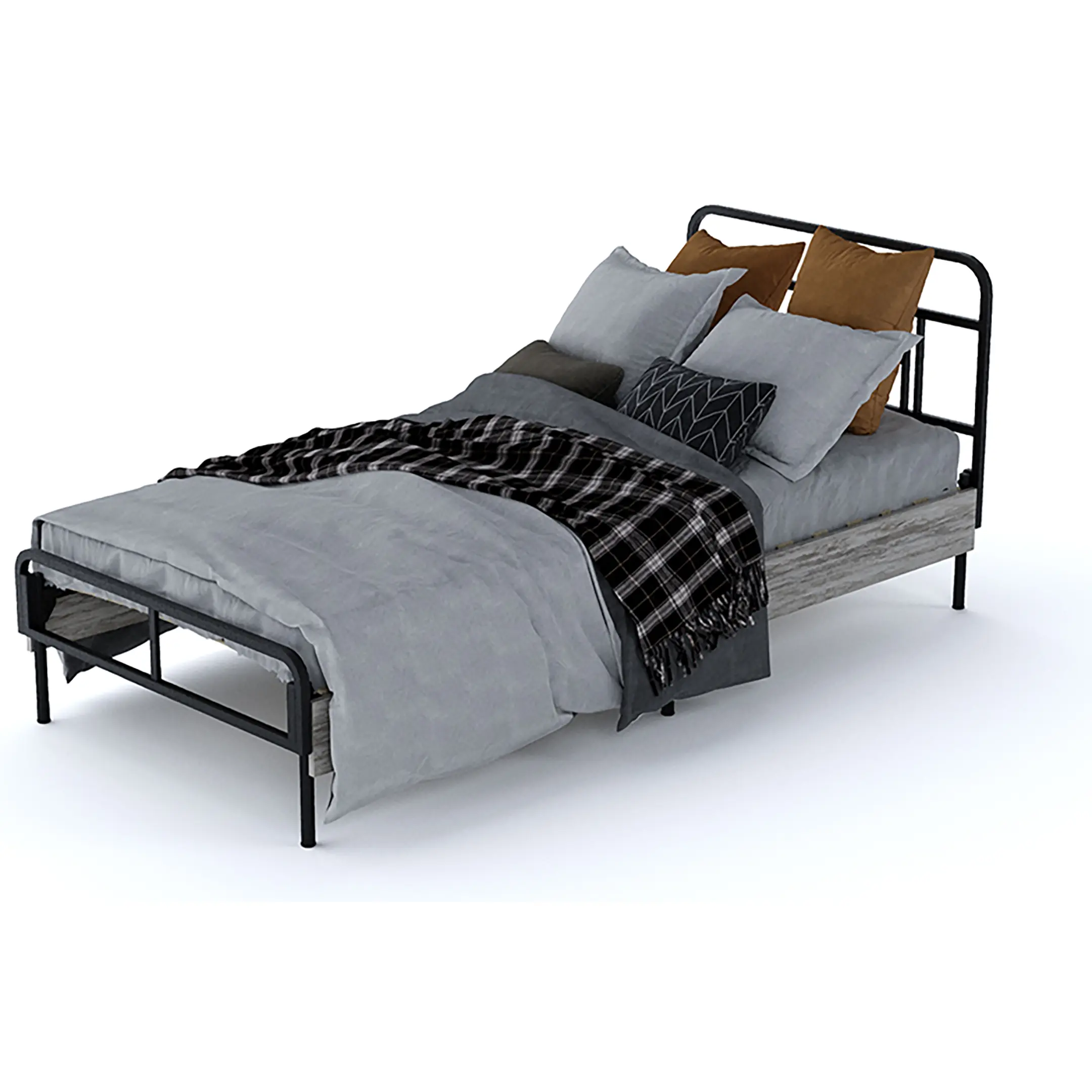 Каркас кровати MEZA PLUS (840х900х2000) каркас чёрный, боковины ЛДСП патина