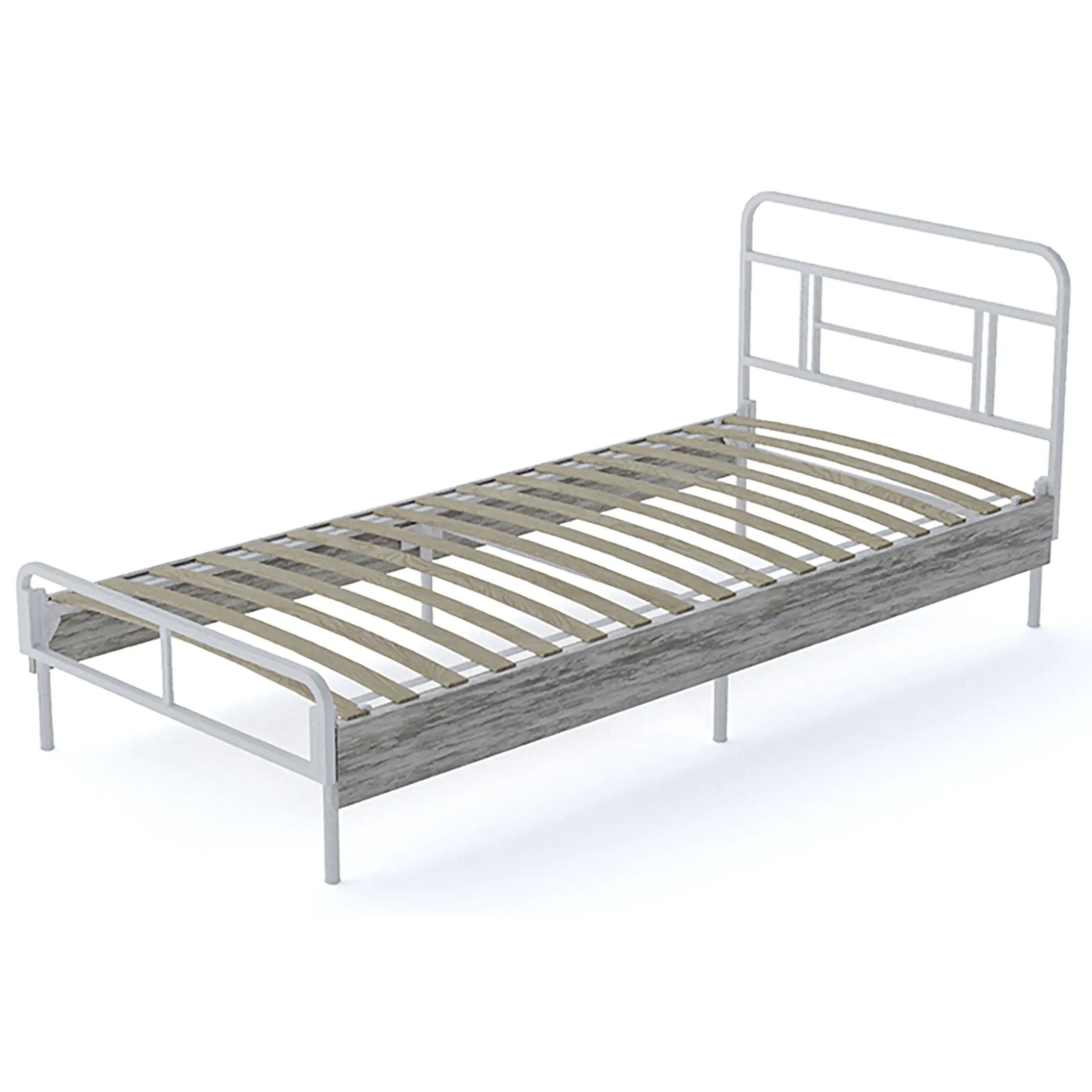 Каркас кровати MEZA PLUS (840х900х2000) каркас белый, боковины ЛДСП патина