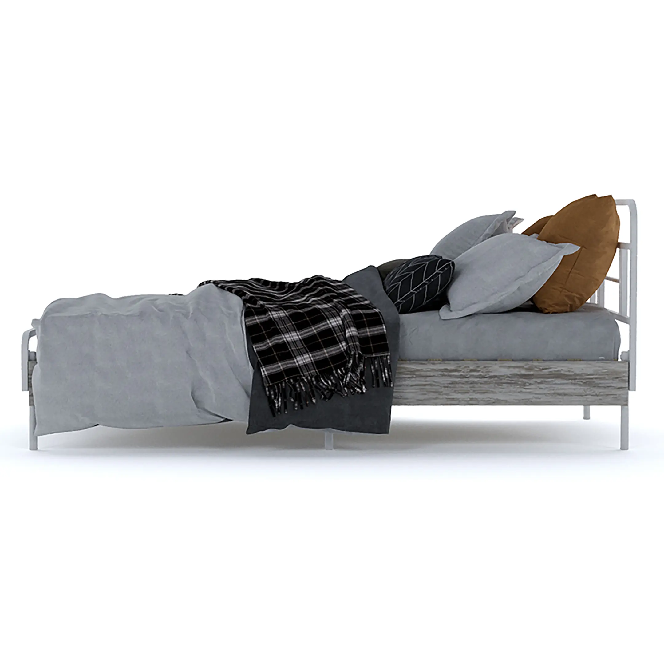 Каркас кровати MEZA PLUS (840х900х2000) каркас белый, боковины ЛДСП патина