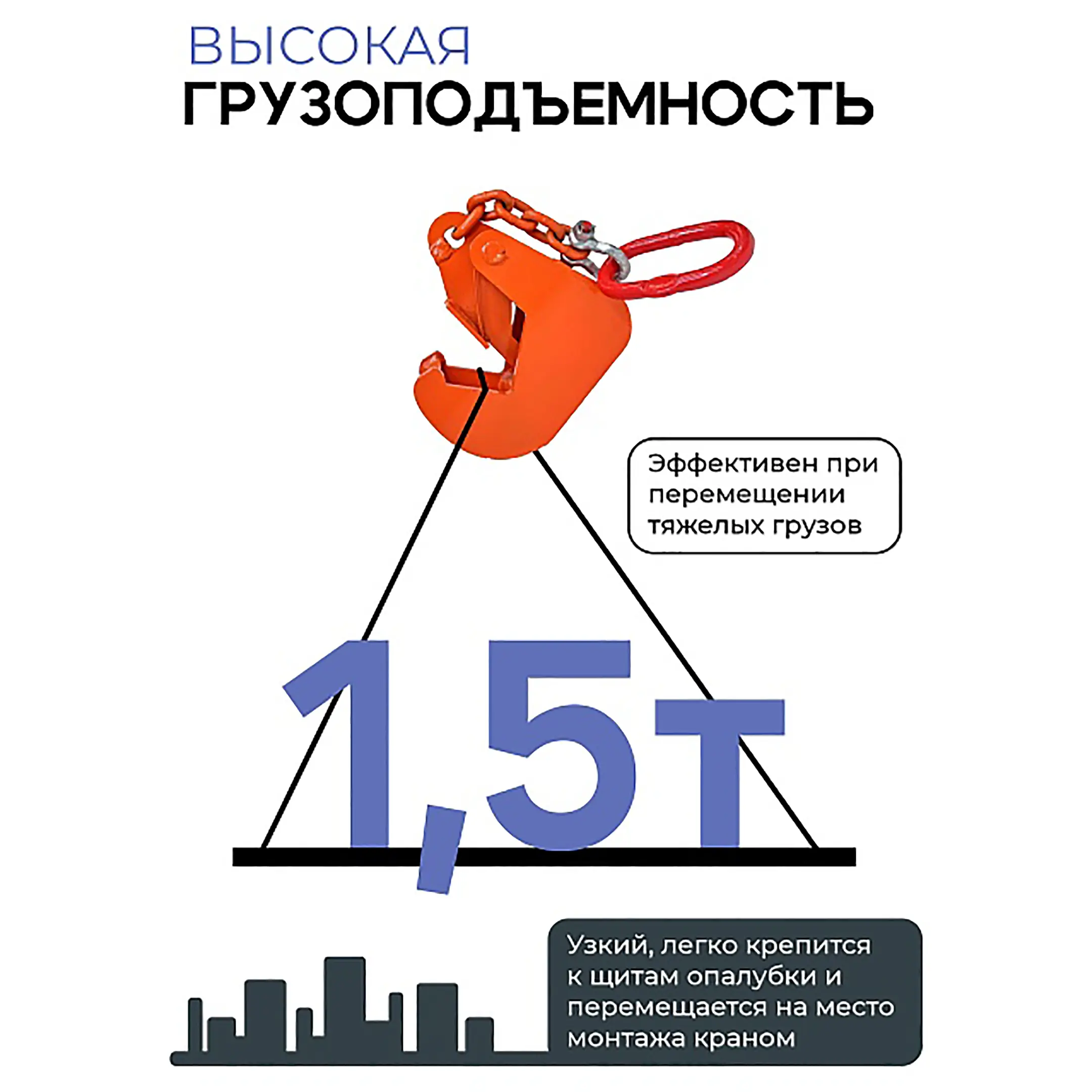 Захват монтажный с цепью 1,5 тонн