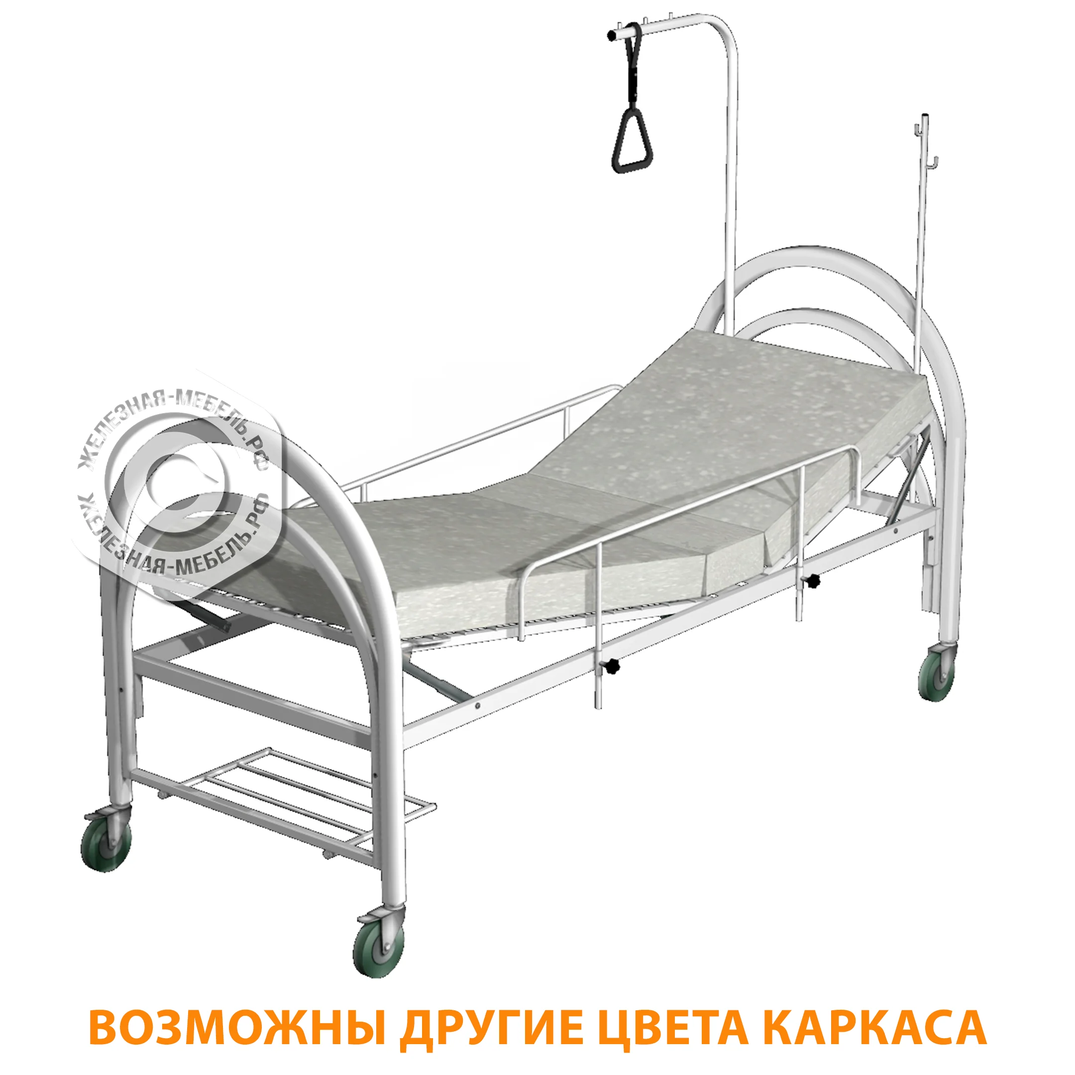 Кровать функциональная механическая 3-х секционная КМ-3П (каркас белый)