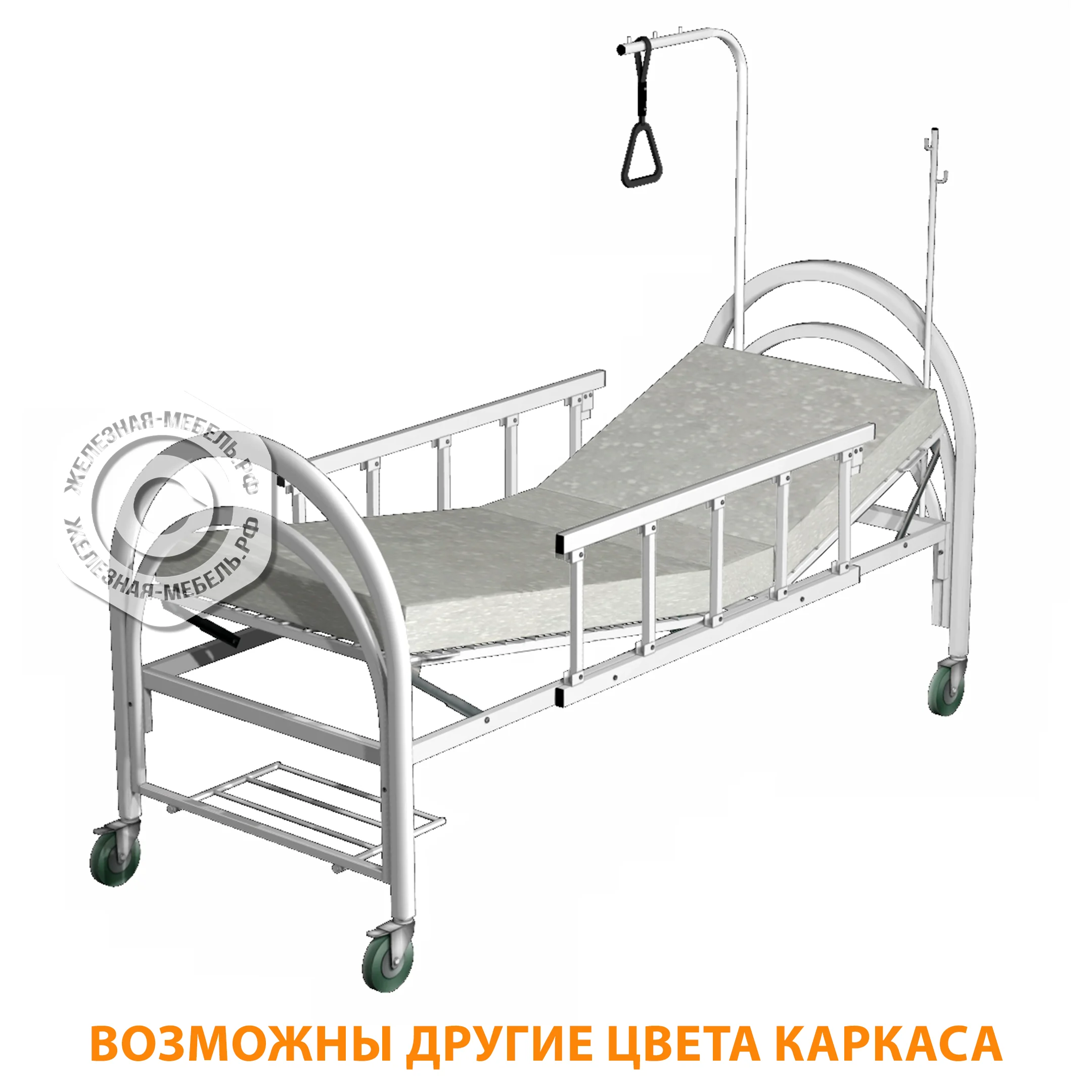 Кровать функциональная механическая КМ-3П (каркас белый)