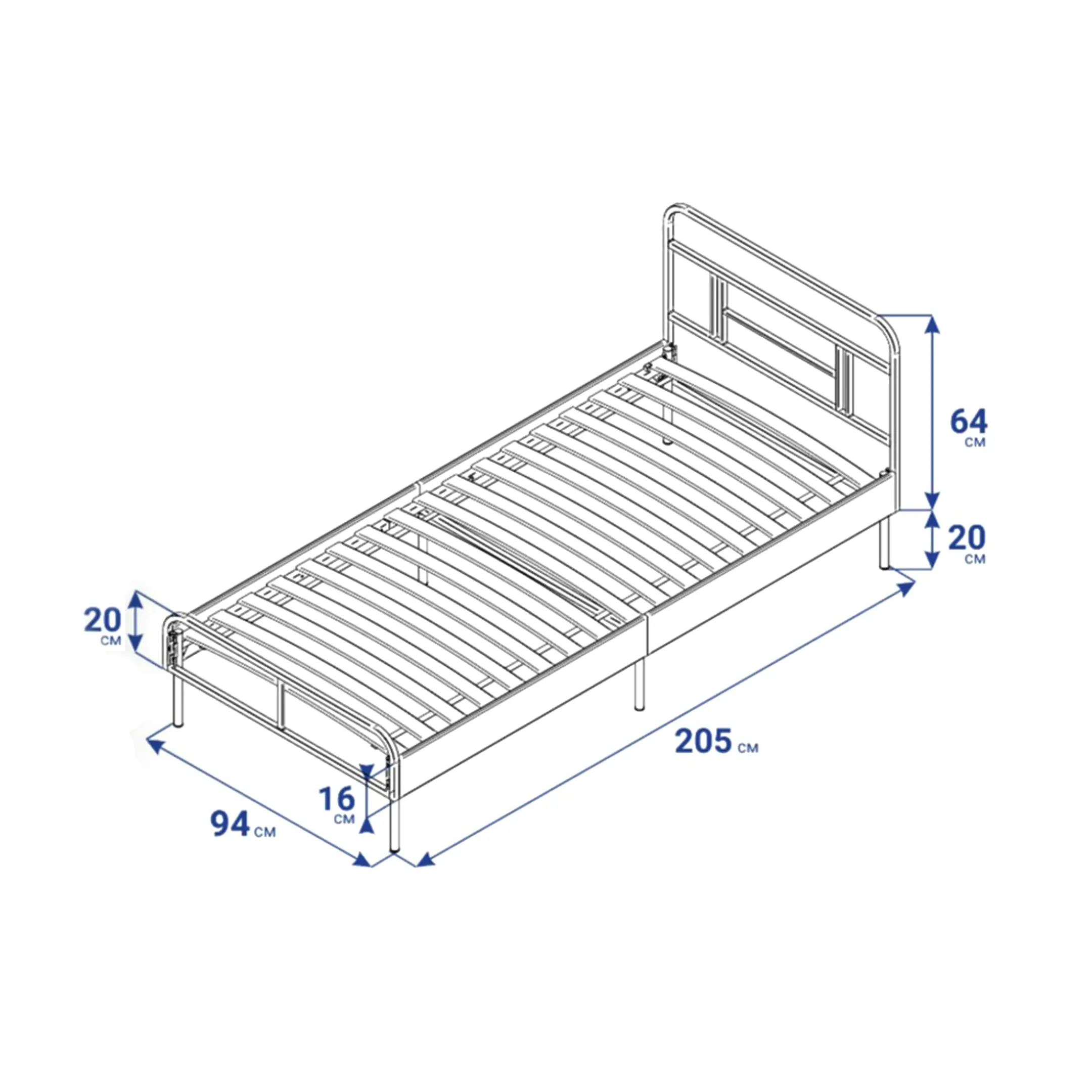 Каркас кровати MEZA PLUS (840х900х2000) каркас чёрный, боковины ЛДСП чёрный