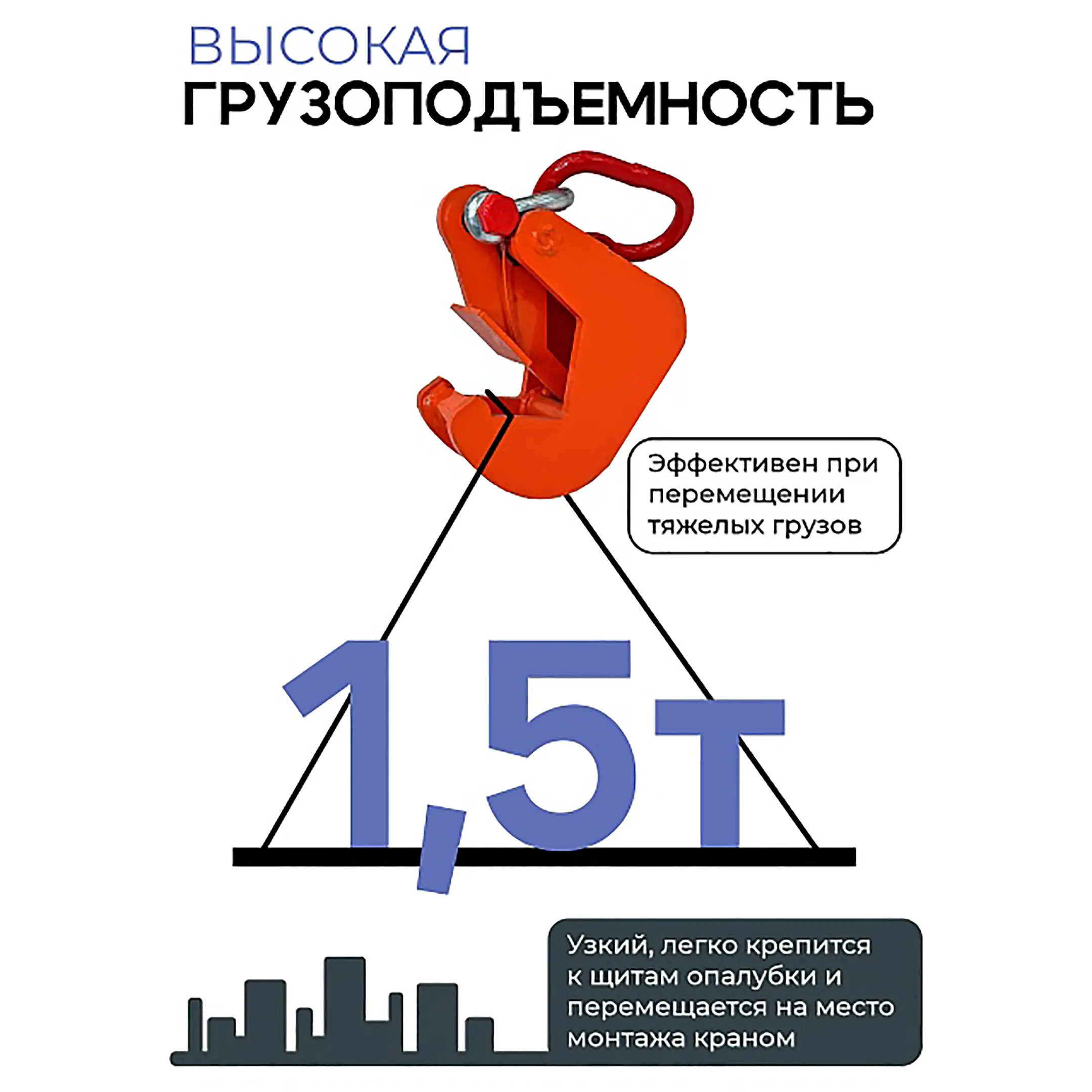 Захват монтажный окрашенный 1,5 тонн, упаковка 2 шт