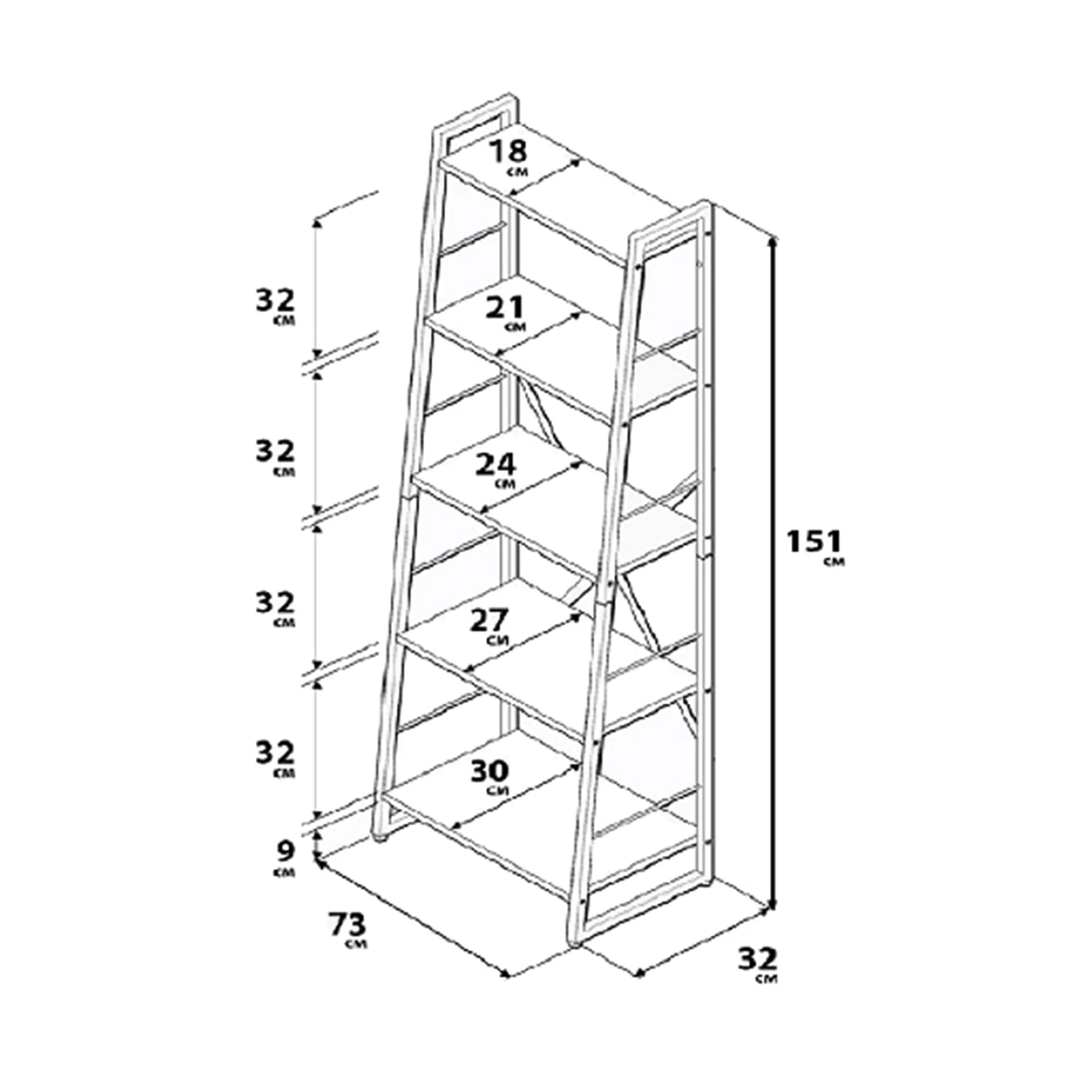 Стеллаж GUTTA 1510х730х320 Л-образный (5 полок) каркас чёрный, настил эвок
