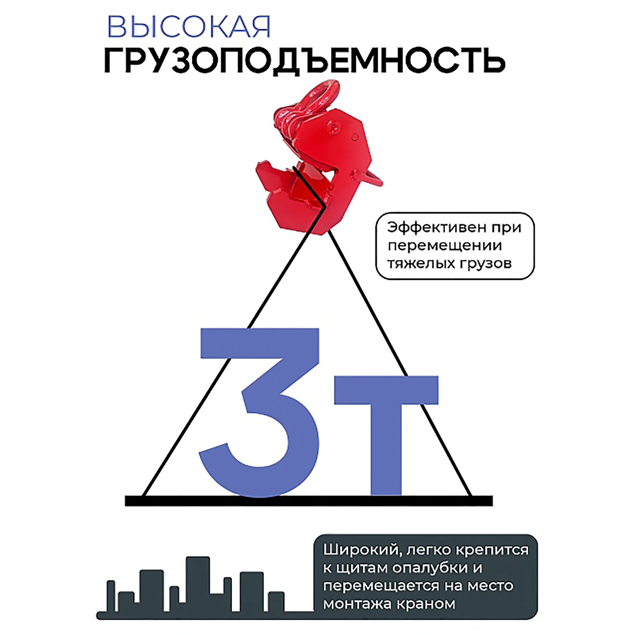 Захват монтажный широкий 3 тонны, упаковка  2 шт