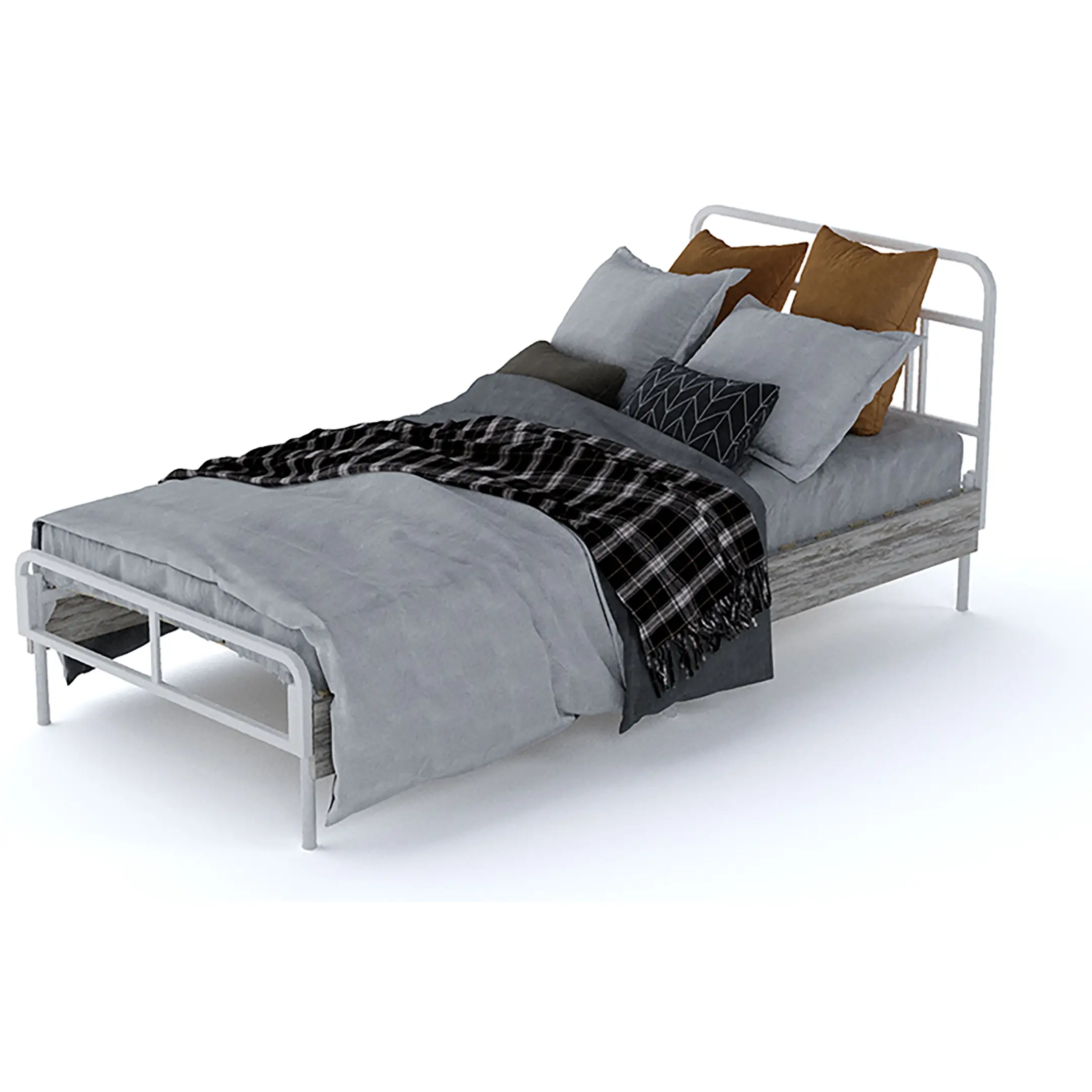 Каркас кровати MEZA PLUS (840х900х2000) каркас белый, боковины ЛДСП патина