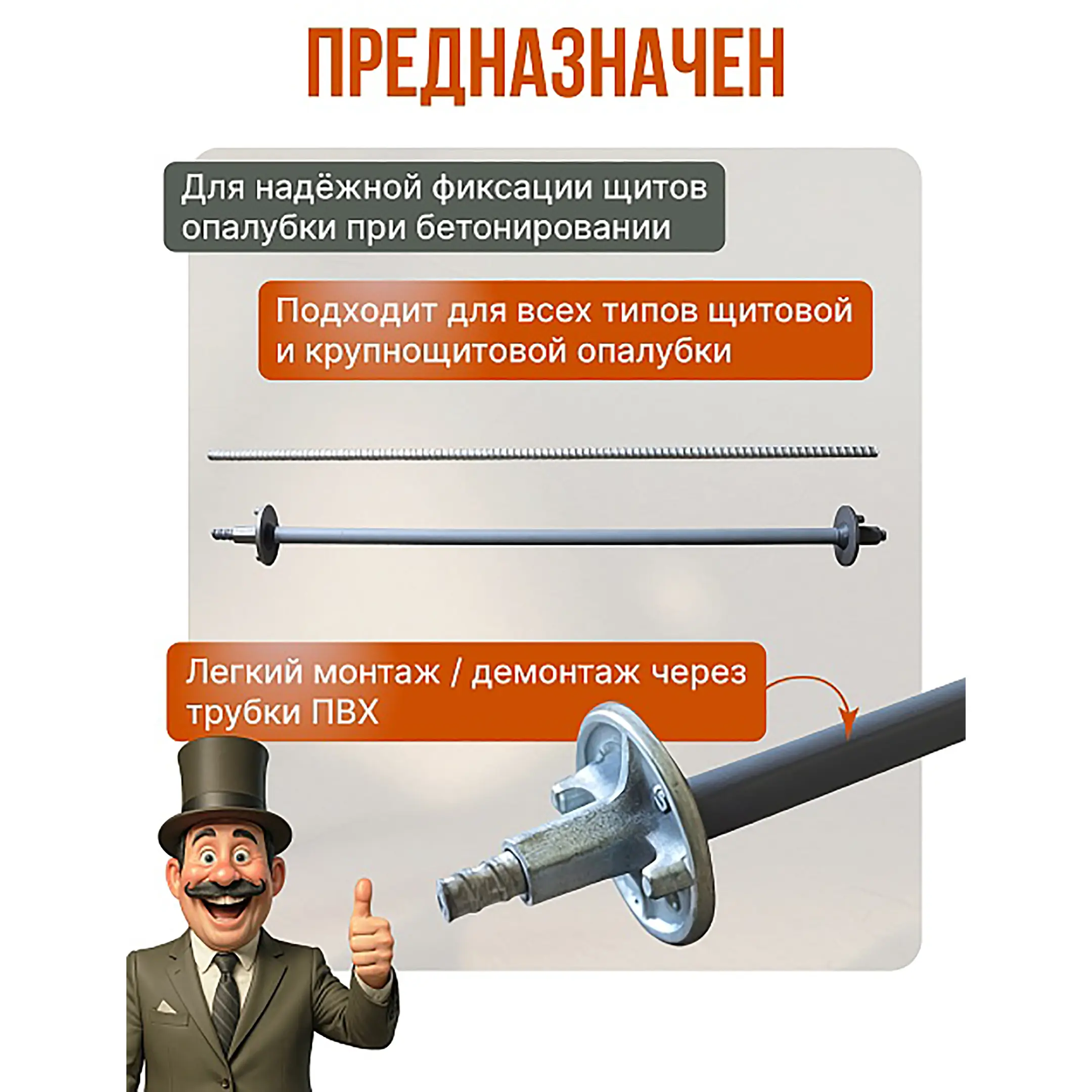 Винт стяжной для опалубки горячекатаный 2,0 м, упаковка 10 шт