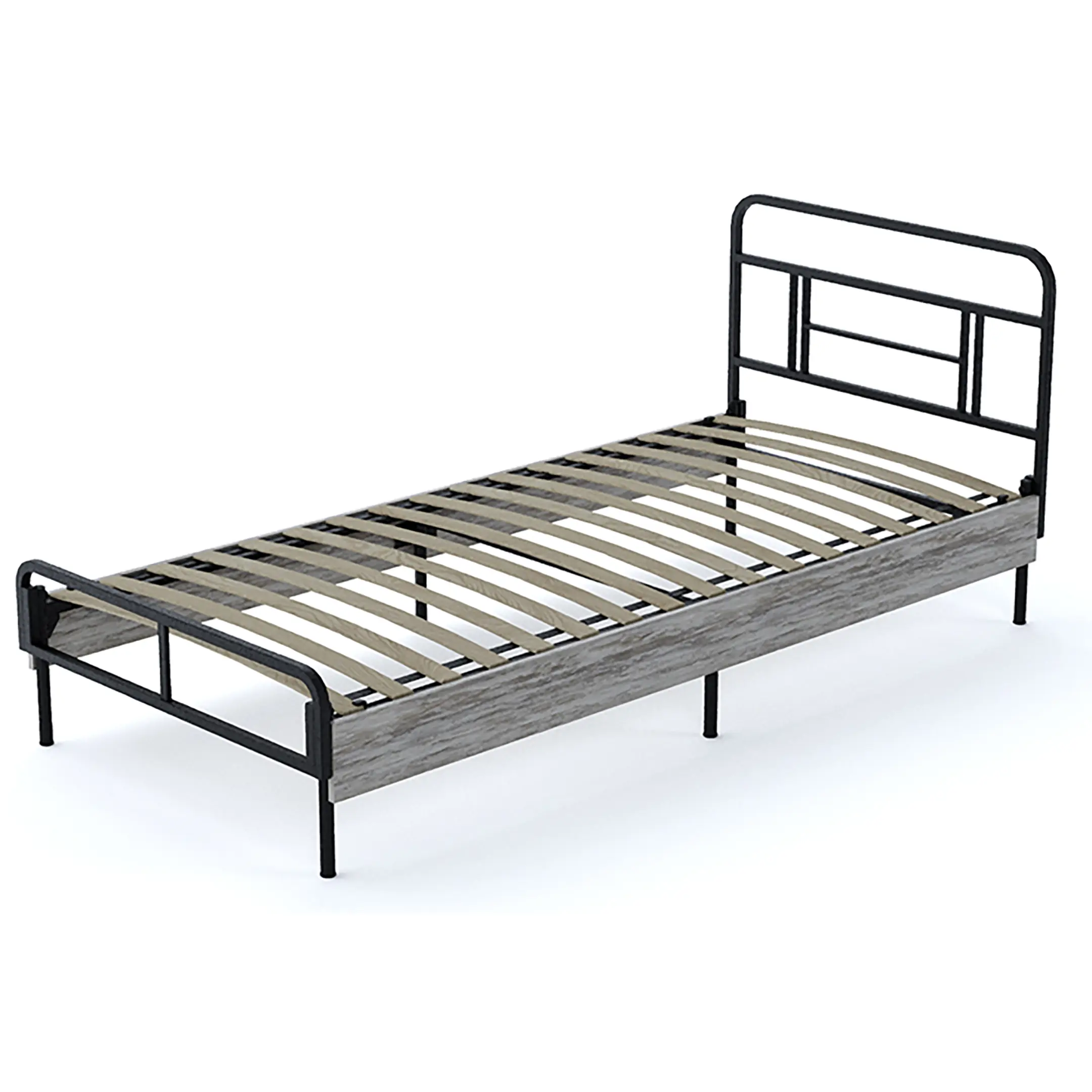 Каркас кровати MEZA PLUS (840х900х2000) каркас чёрный, боковины ЛДСП патина